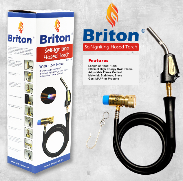 Briton Self-Igniting Hosed Hand Torch for Mapp Gas